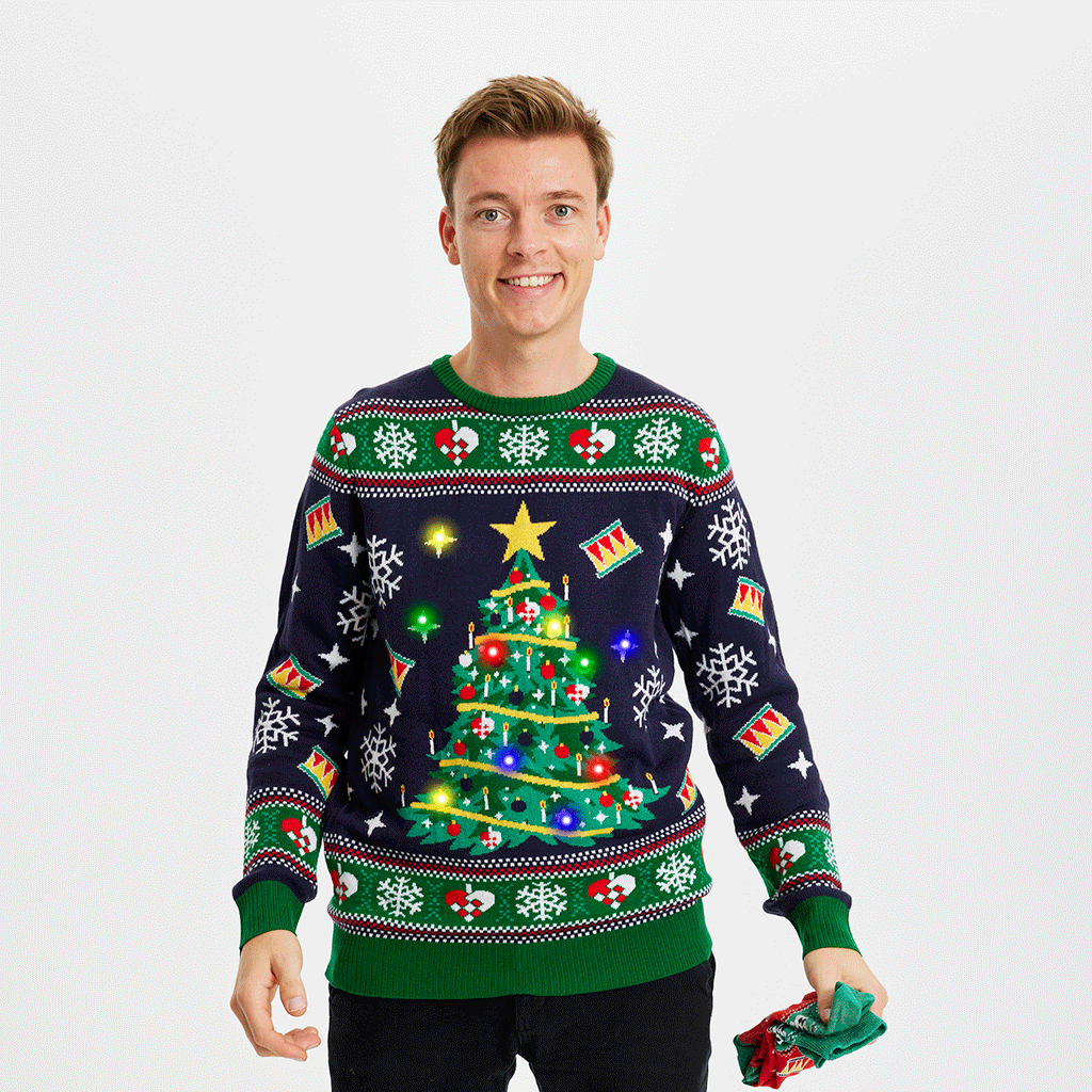 Freshhoodies Uniseks lelijke kersttrui heren dames kersttruien met lichten grappige pullover sweatshirt gebreide tops S-XXL, 1-kerstman, M Freshhoodies Uniseks lelijke kersttrui heren dames kersttruien met lichten grappige pullover sweatshirt gebreide tops S-XXL, 1-kerstman, M