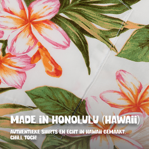 Hawaii shirt Tropisch Wit, gemaakt in Honolulu, Hawaii