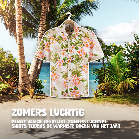 Hawaii shirt Tropisch Wit, voorkant aan hanger