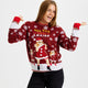En meget glad dame står med hænderne i vejret og er iført en julesweater med citatet "All My Jingle Ladies".